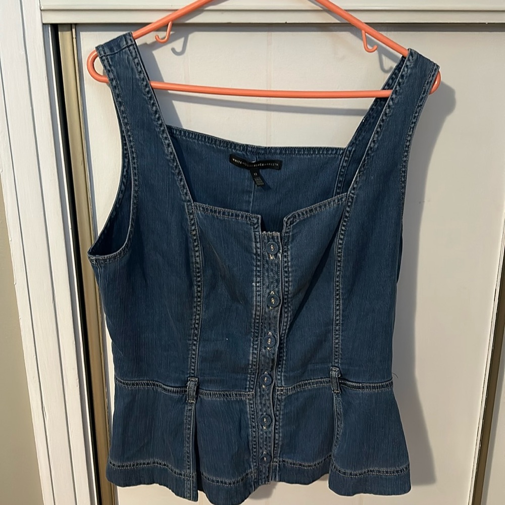 White House black market denim peplum tank